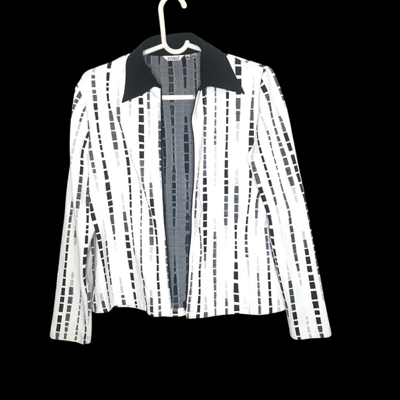 Ravel Black & White Geometric Print Jacket | Retro Mod Style Zip Front Top M - Picture 1 of 14